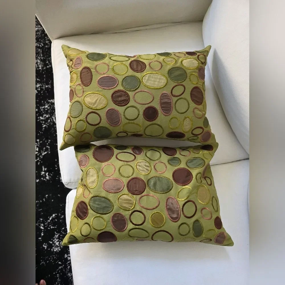 Pier 1 Imports Green Brown Mosstone Geometric Accent Pillow Cover Set Of 2